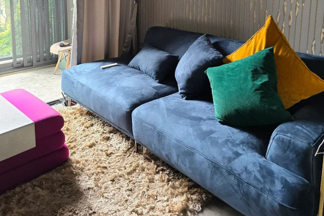 Crystal Fabric One Arm Sofa in Marsha 23 pet friendly upholstery