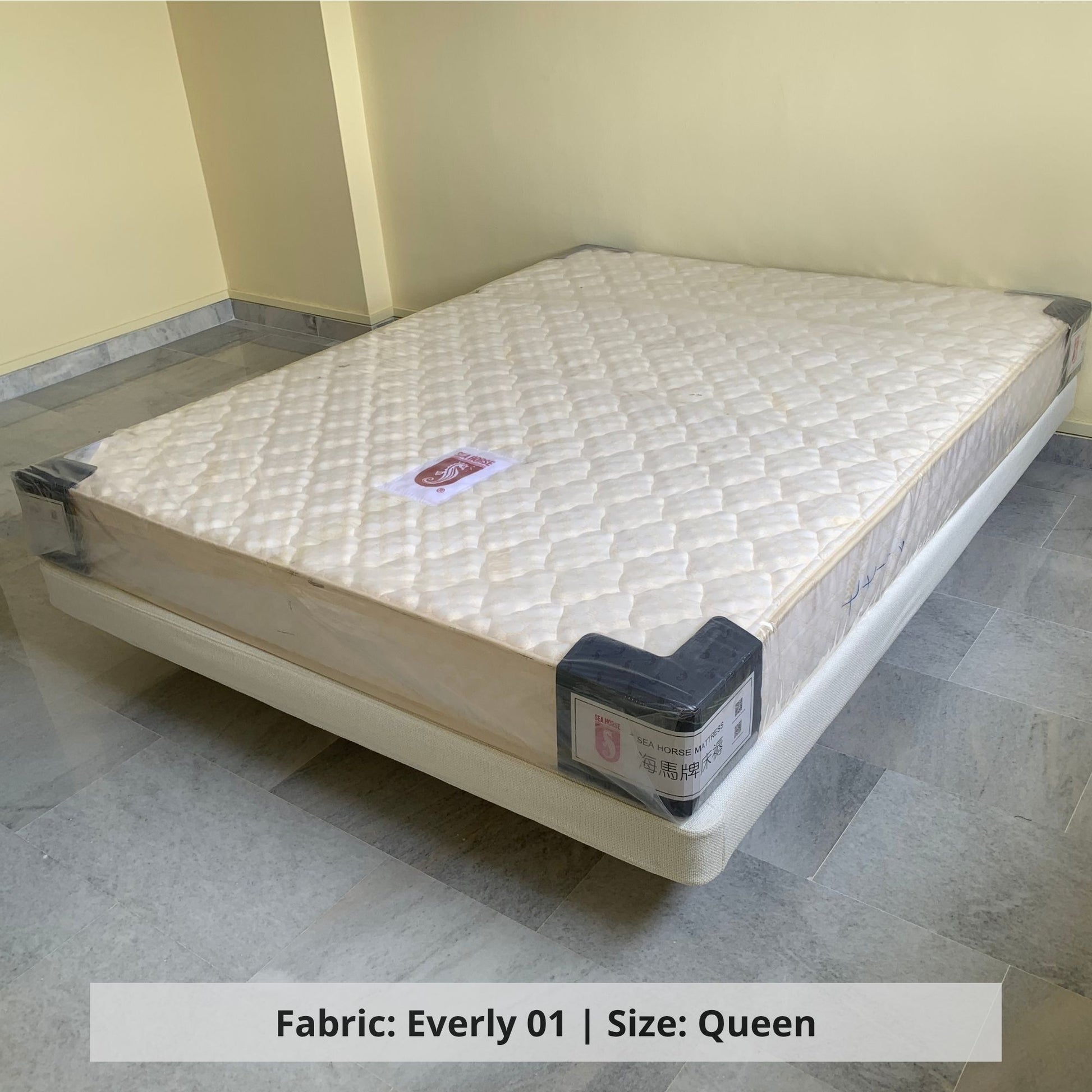Crystal queen size fabric bed frame in white everly 01  sample (Other)