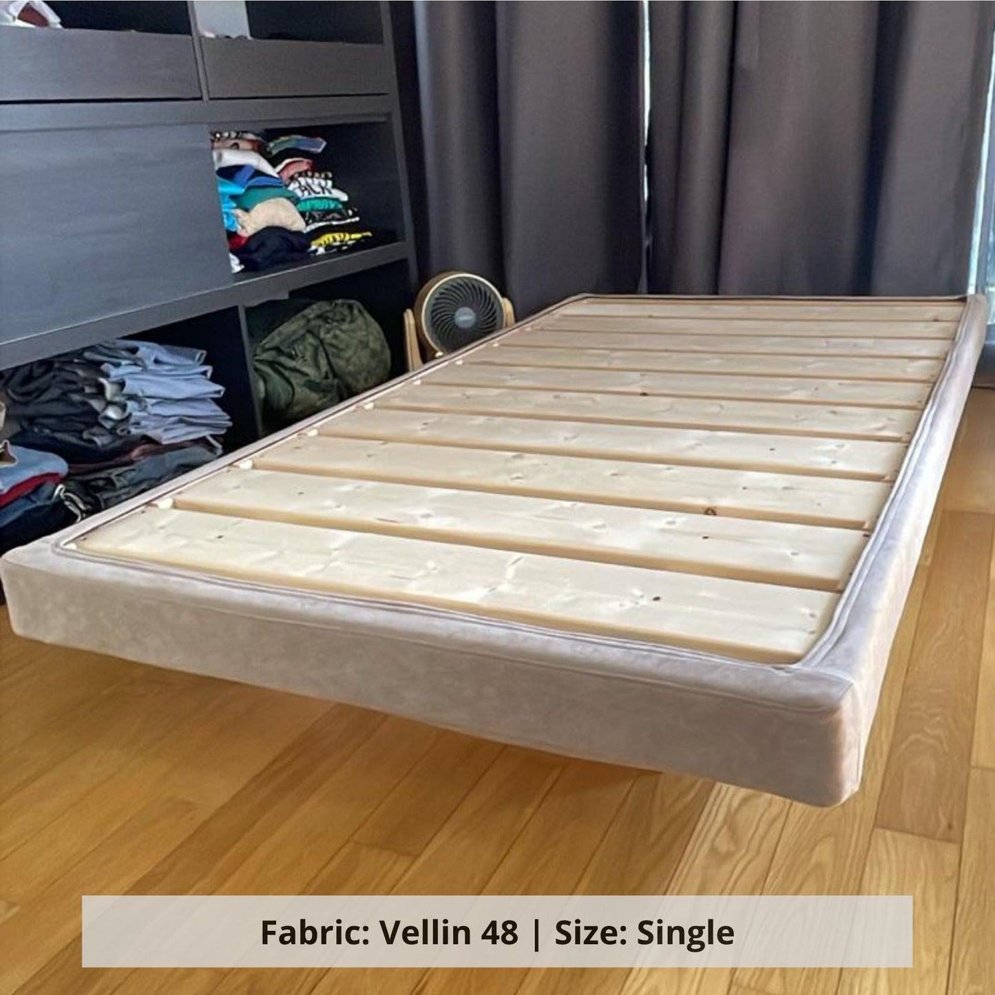 Crystal single size bed rame in Vellin 48 brown fabric sample (Other)