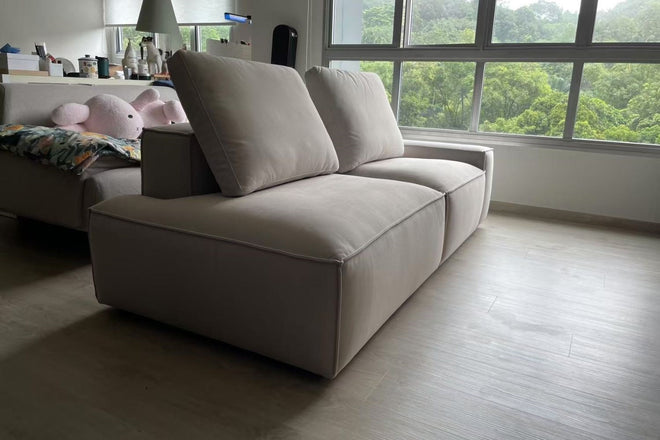 Cubix 200cm one arm sofa beige (Ease 40) fabric sofa Kira Ng | Dec 24