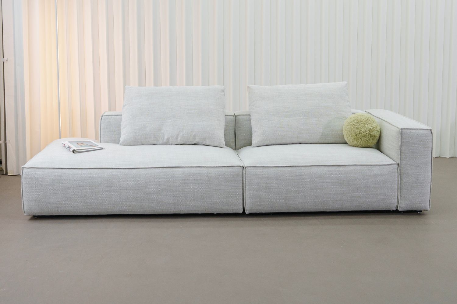 Cubix one arm sofa 250cm white fabric sofa | Demo 1