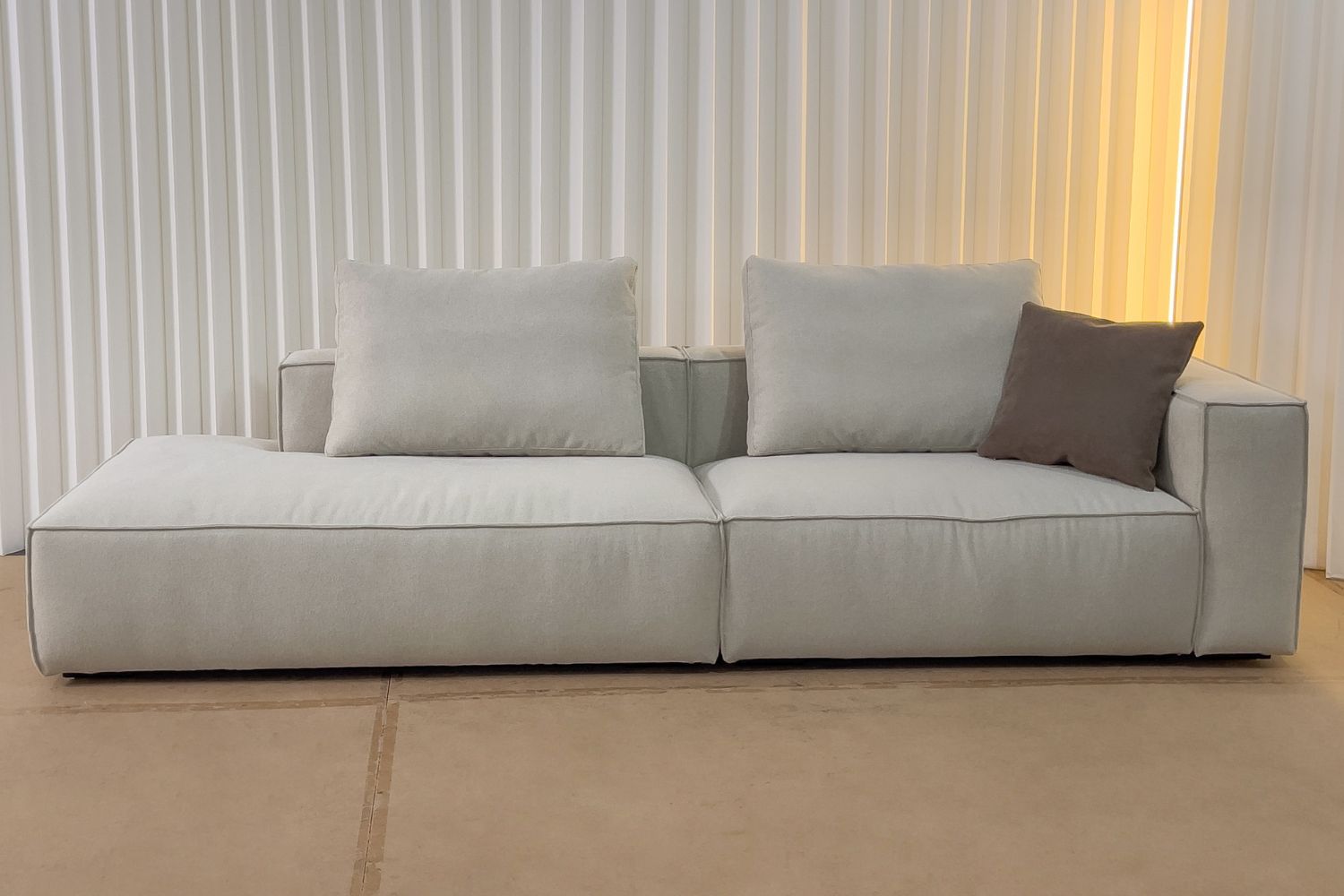 Cubix one arm sofa 260cm beige fabric sofa | Demo 1