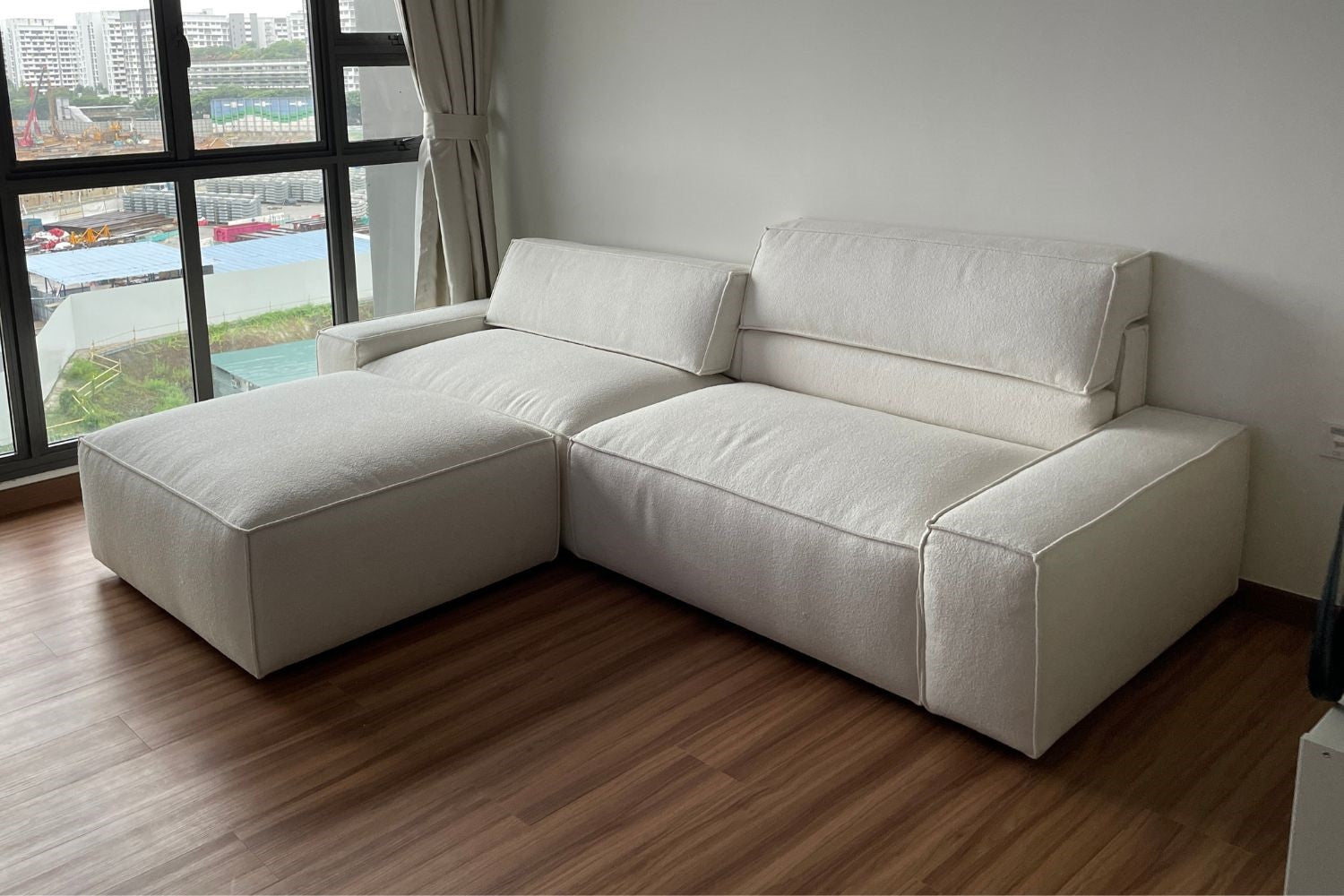 Cubix 260cm White (Fila 01) Adjustable Backrest Fabric Sofa + Ottoman Steph | Oct 24