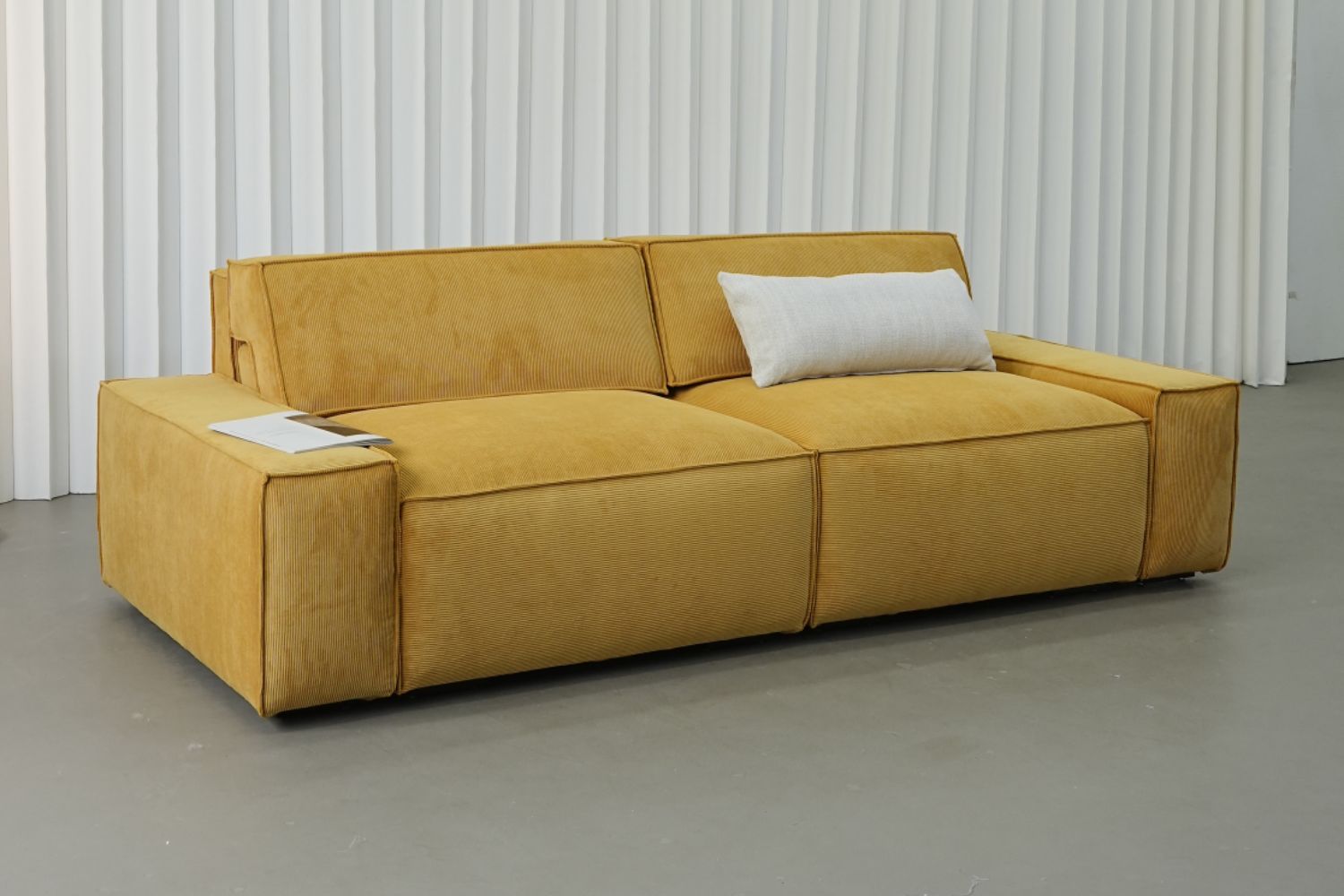 Cubix adjustable backrest 250cm yellow fabric sofa | Demo 1