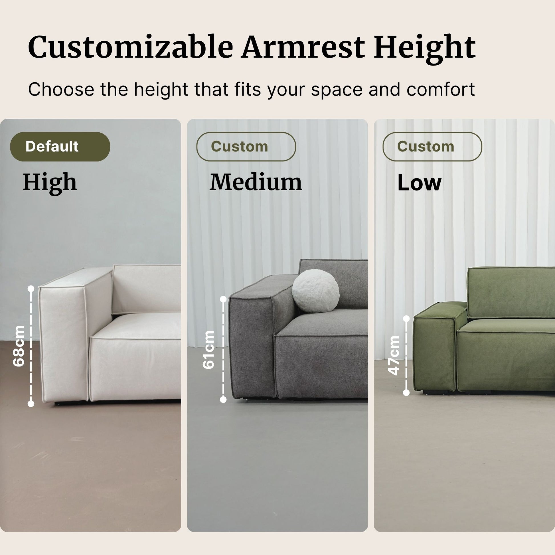 customizable armrest height