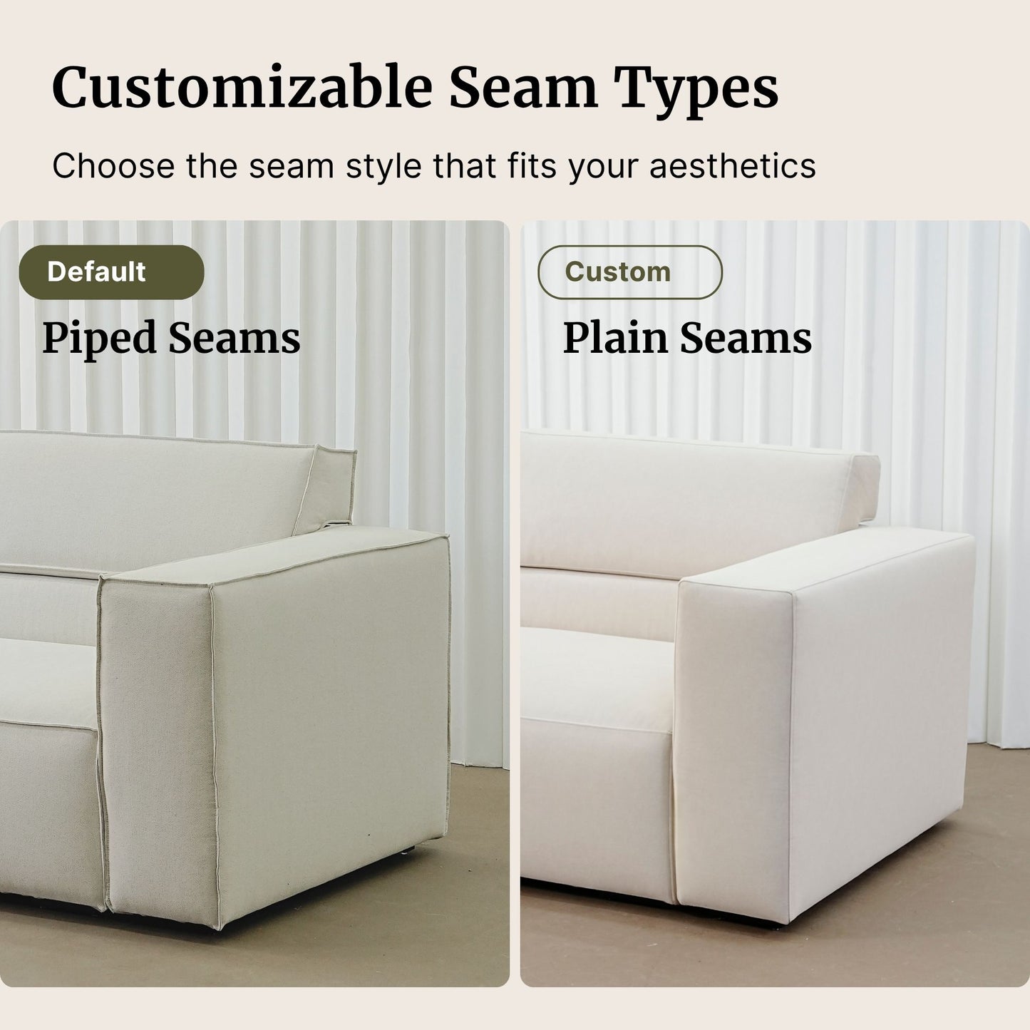 Customizable seam types