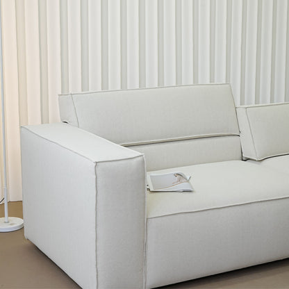 Cubix fabric adjustable backrest sofa in beige washable fabric, photo taken on the factory floor