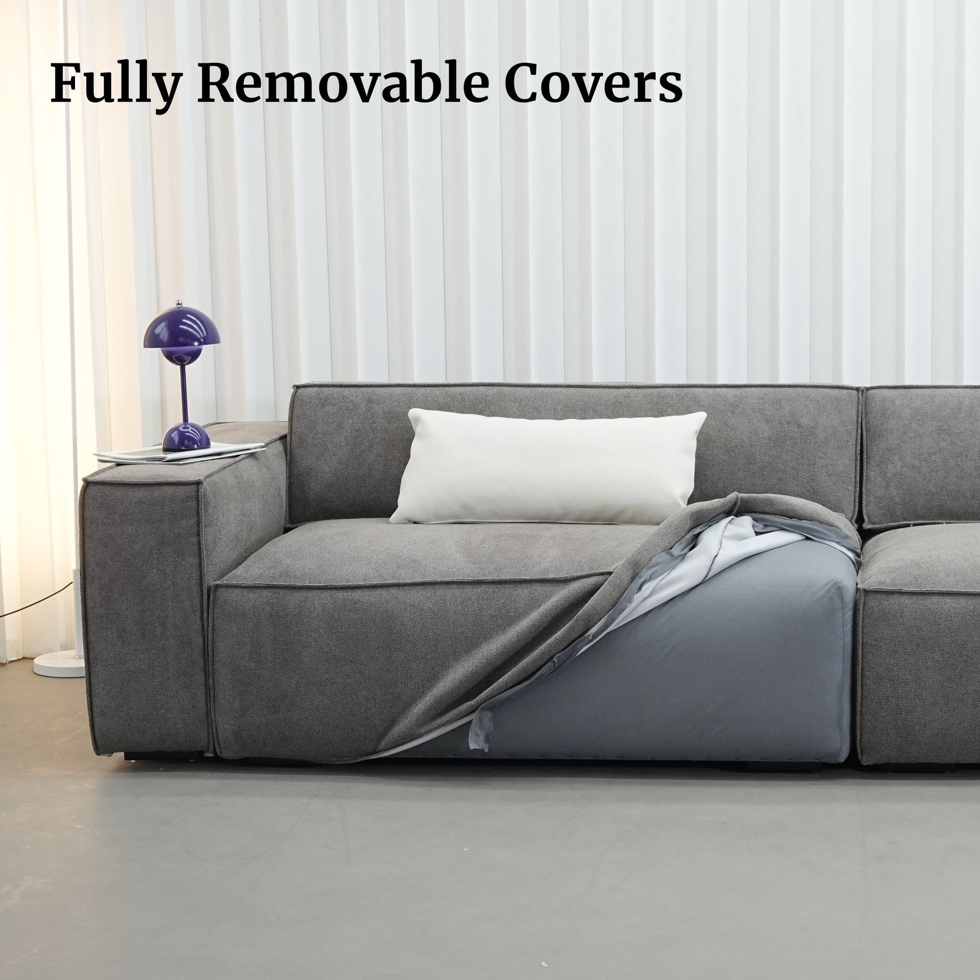 Fully removable cover display for Cubix fabric adjustable backrest sofa