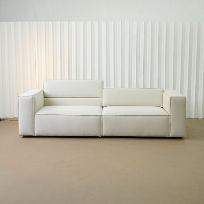 Cubix fabric adjustable backrest sofa in beige washable fabric, photo taken on the factory floor