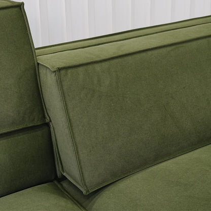 Close up photo of adjustable backrest portion of Cubix fabric adjustable backrest sofa in green pet friendly fabric