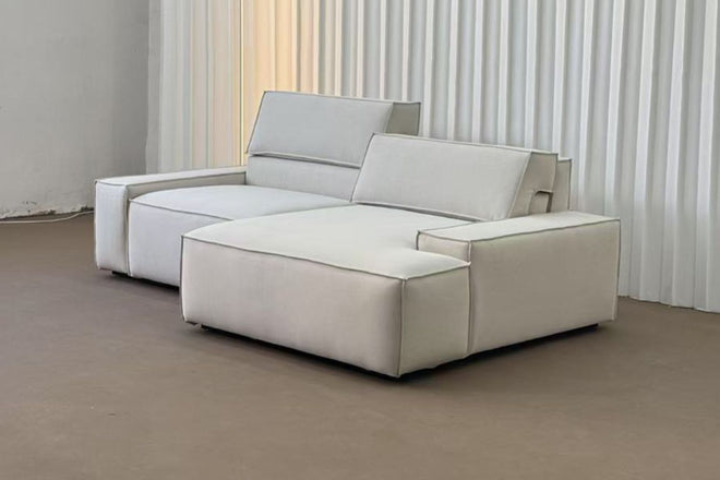 Cubix 220cm Beige (Medic 02) Adjustable Backrest Fabric L Shape Sectional Sofa Issac | Jan 25