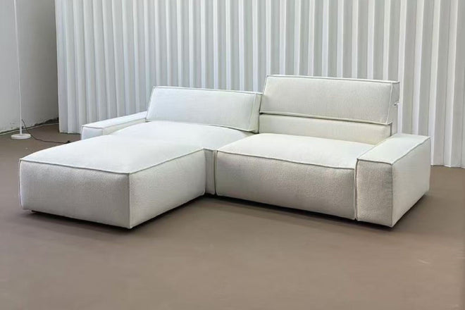 Cubix 260cm White (Fila 01) Adjustable Backrest Fabric Sofa + Ottoman Steph | Oct 24