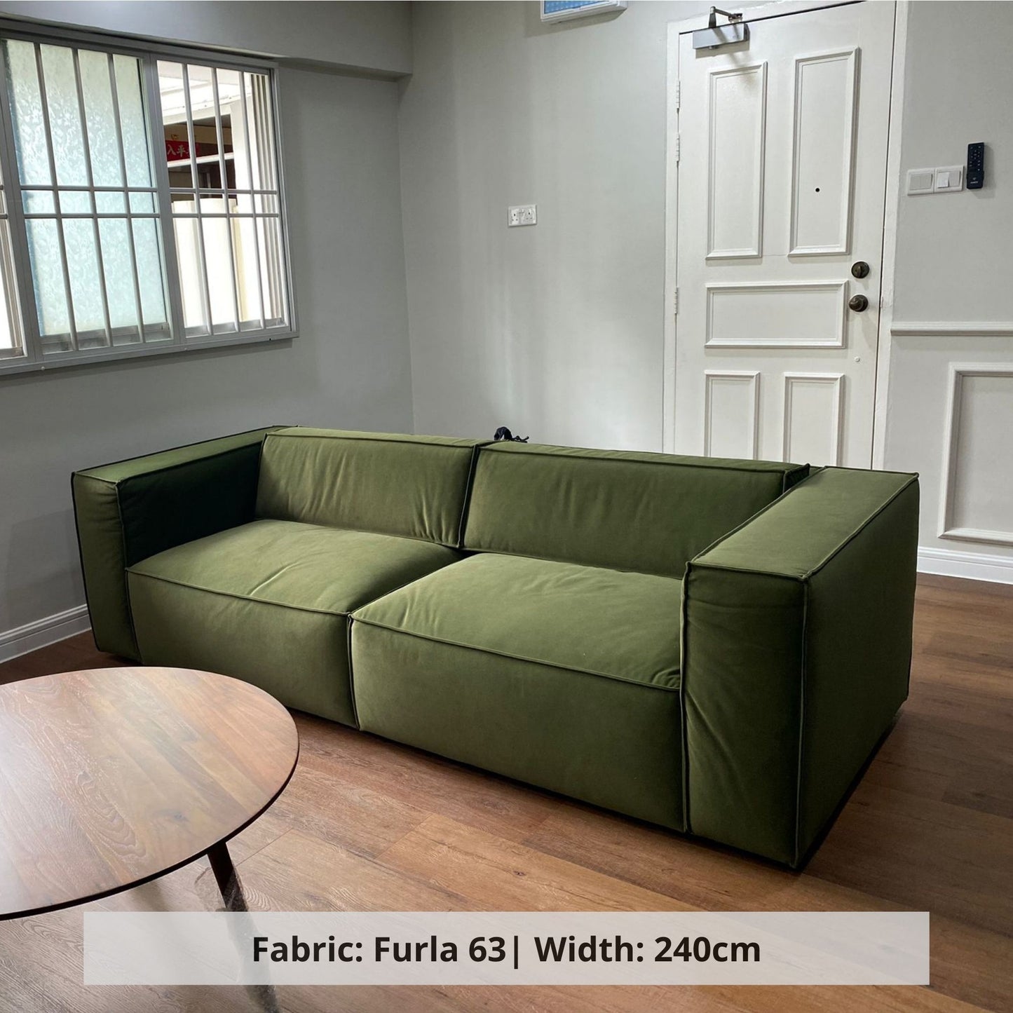 Cubix 3 seater green pet friendly fabric adjustable backrest sofa