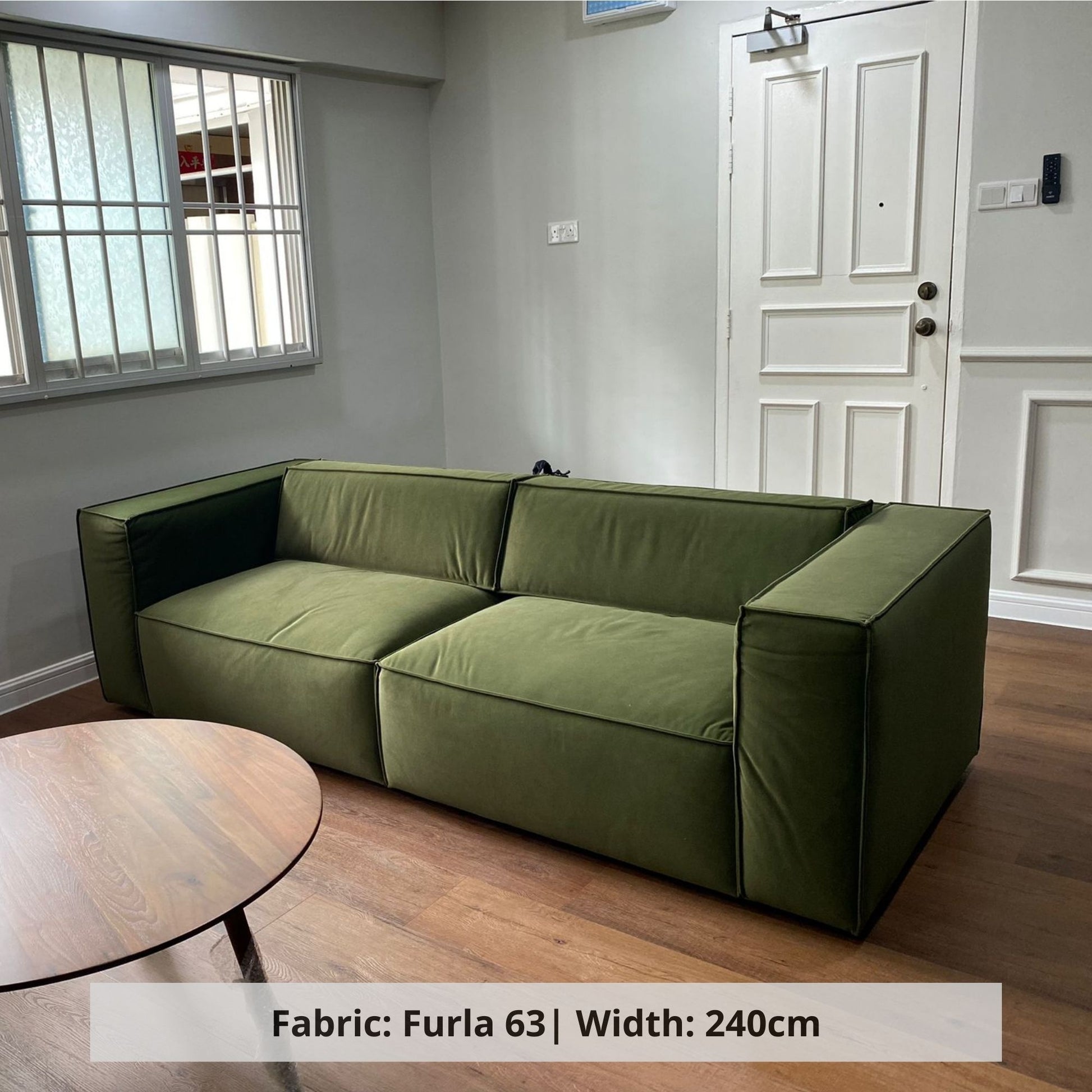 Cubix 3 seater green pet friendly fabric adjustable backrest sofa