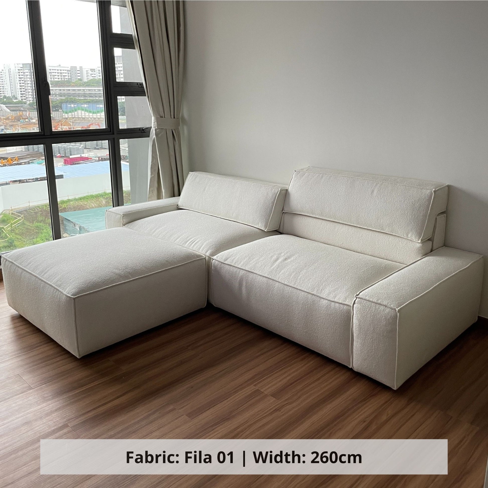 Cubix 4 seater white boucle fabric sofa sample (Other)