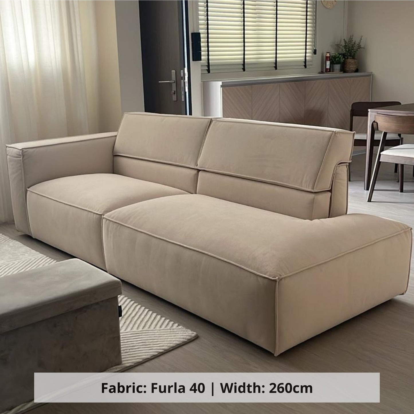 Cubix 4 seater beige pet friendly fabric adjustable backrest sofa sample (Other)