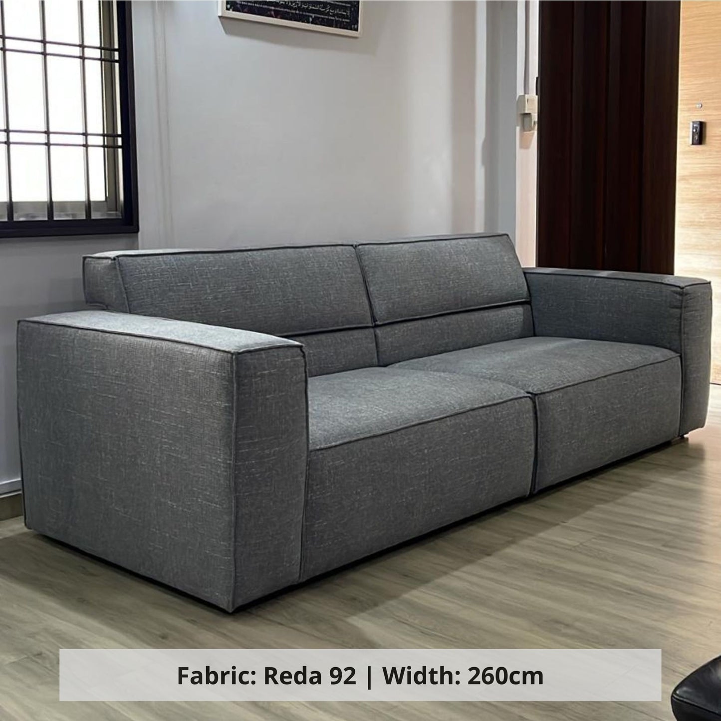 Cubix 4 seater grey fabric adjustable backrest sofa