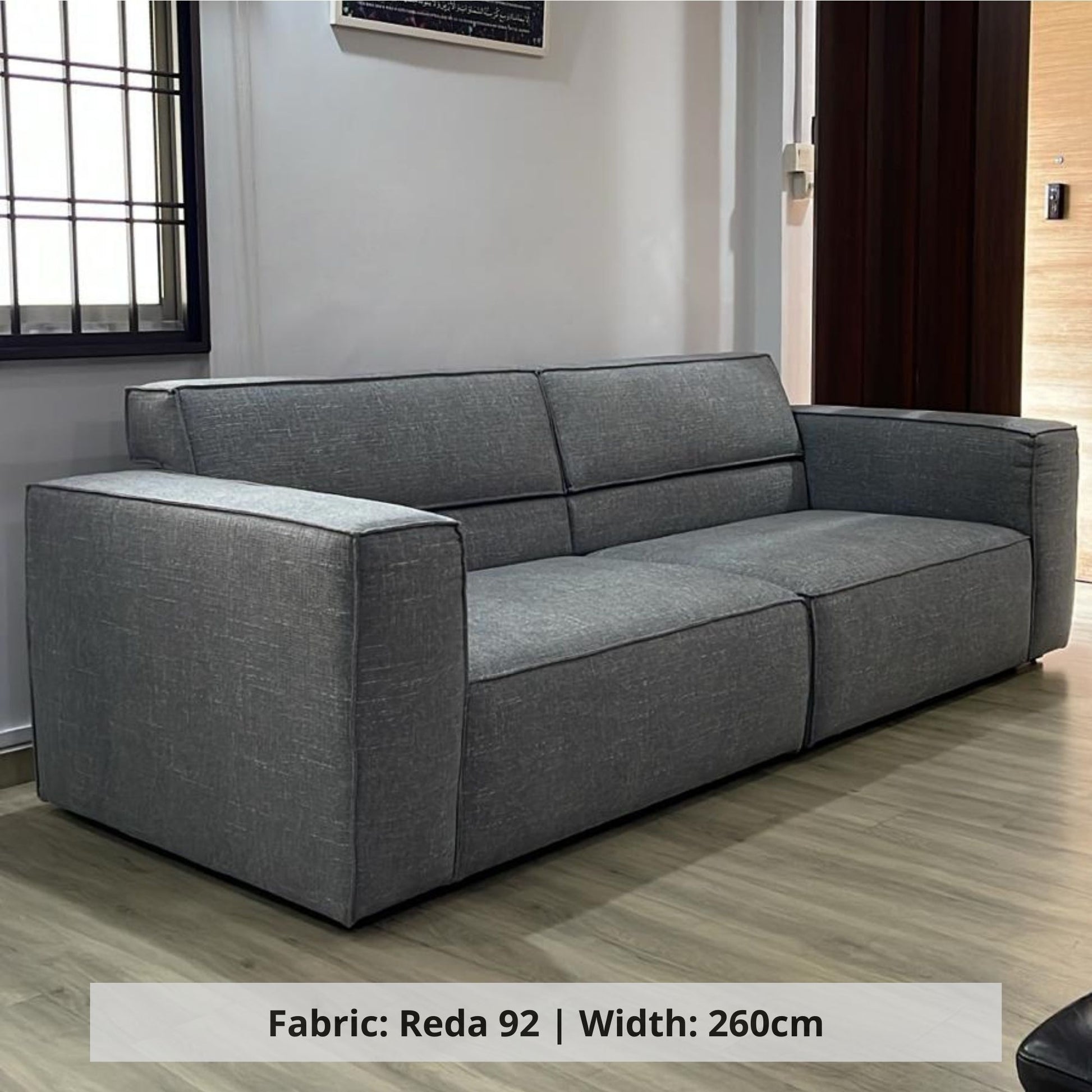 Cubix 4 seater grey fabric adjustable backrest sofa