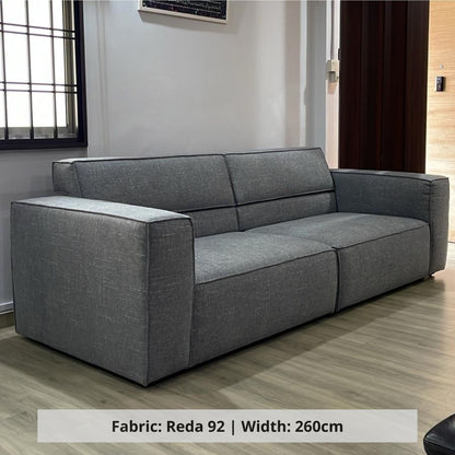 Cubix 4 seater grey fabric adjustable backrest sofa