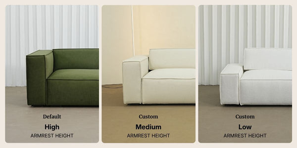 Armrest comparison photo for Cubix Fabric Adjustable Backrest One Arm Sofa