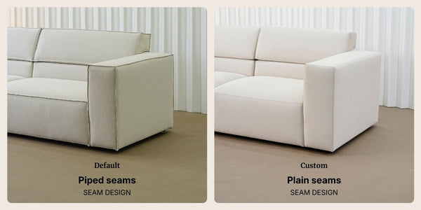 seam design comparison photo for Cubix Fabric Adjustable Backrest One Arm Sofa