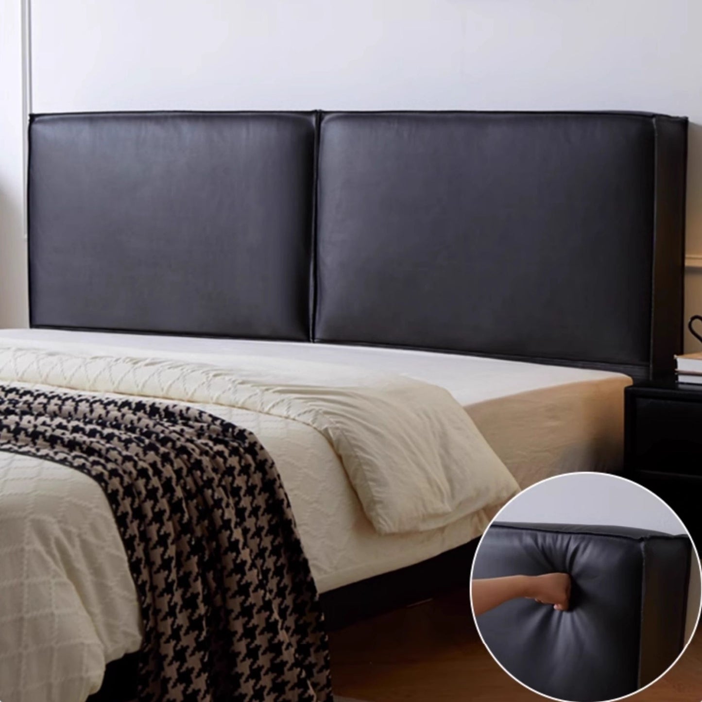 Cubix faux leather bed frame black