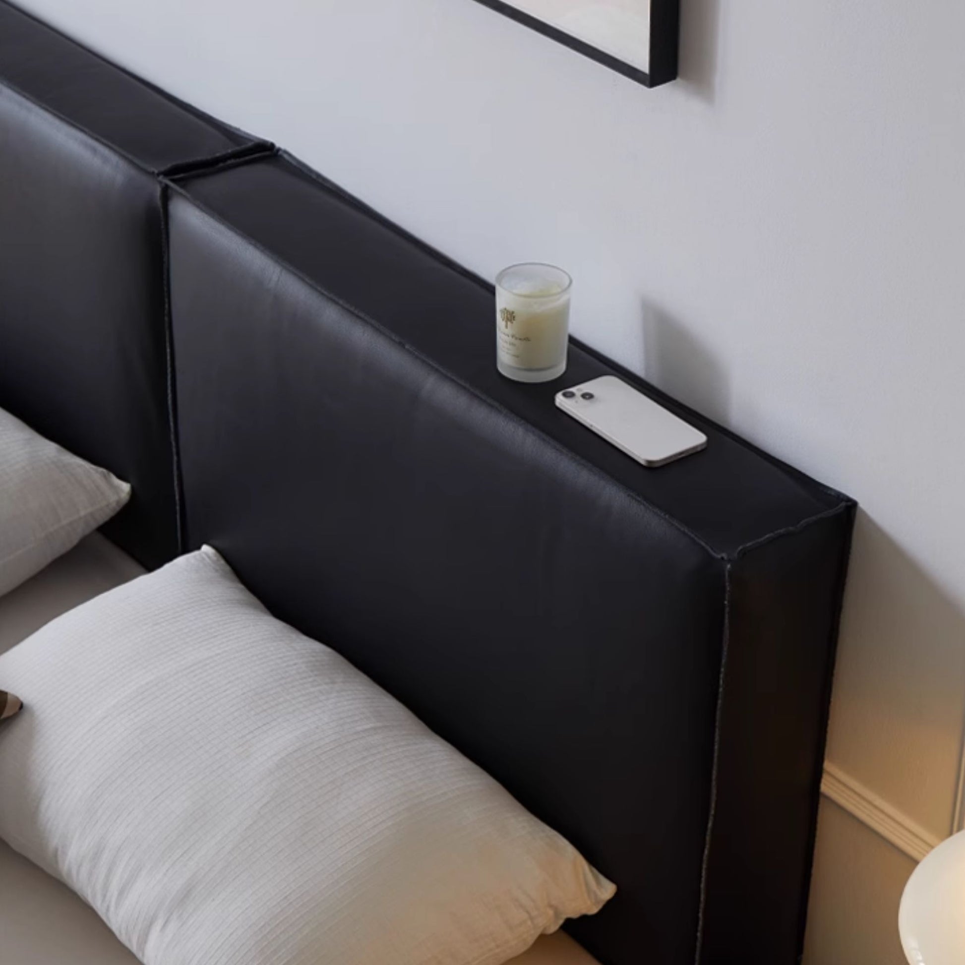 Cubix faux leather bed frame black