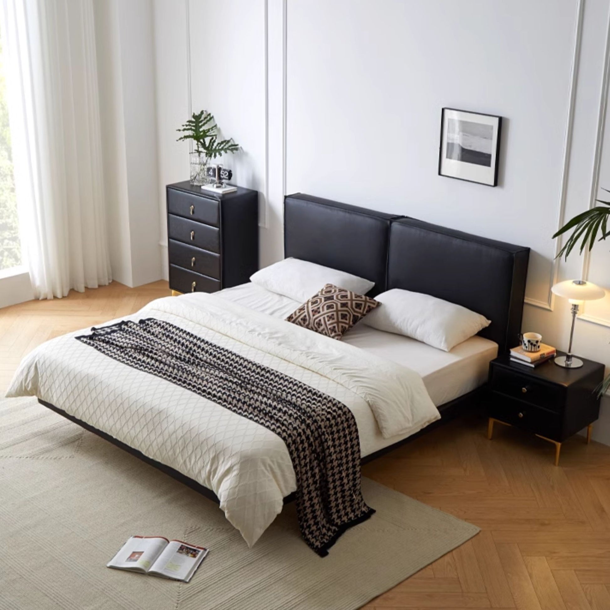Cubix faux leather bed frame black