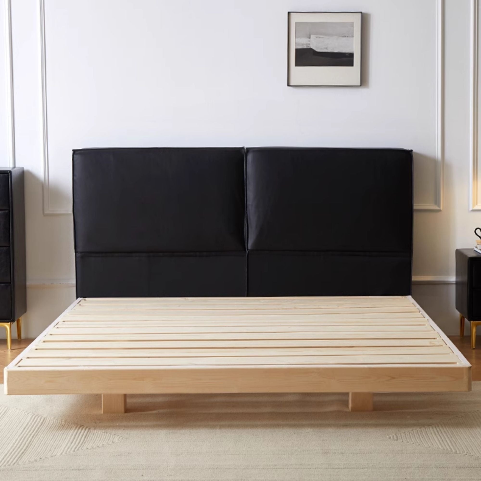 Cubix faux leather bed frame black