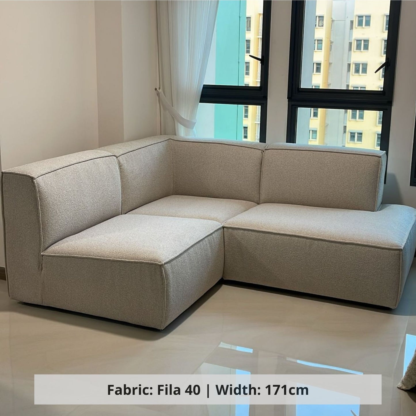 Cubix Fila 40 beige boucle fabric corner sectional sofa (Other)