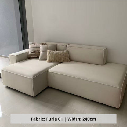 Cubix 240cm white pet friendly fabric L shape sectional sofa sample