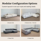 Modular sofa configuration options with text on layout customization.
