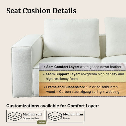 Sofa with seat cushion details on a beige background