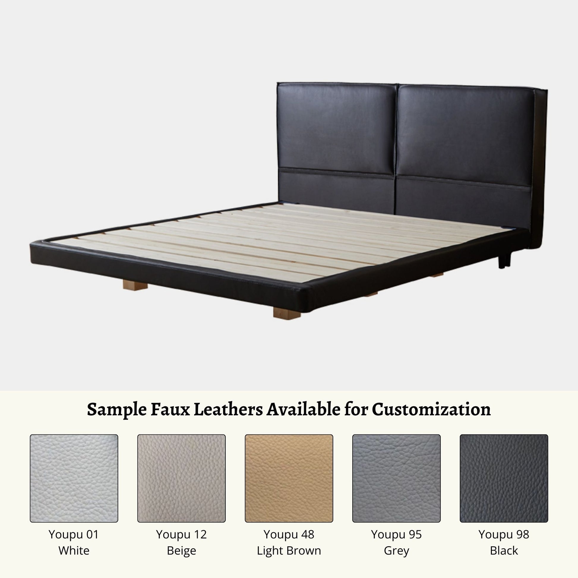 Cubix faux leather bed frame sample customization faux leather options (Other)