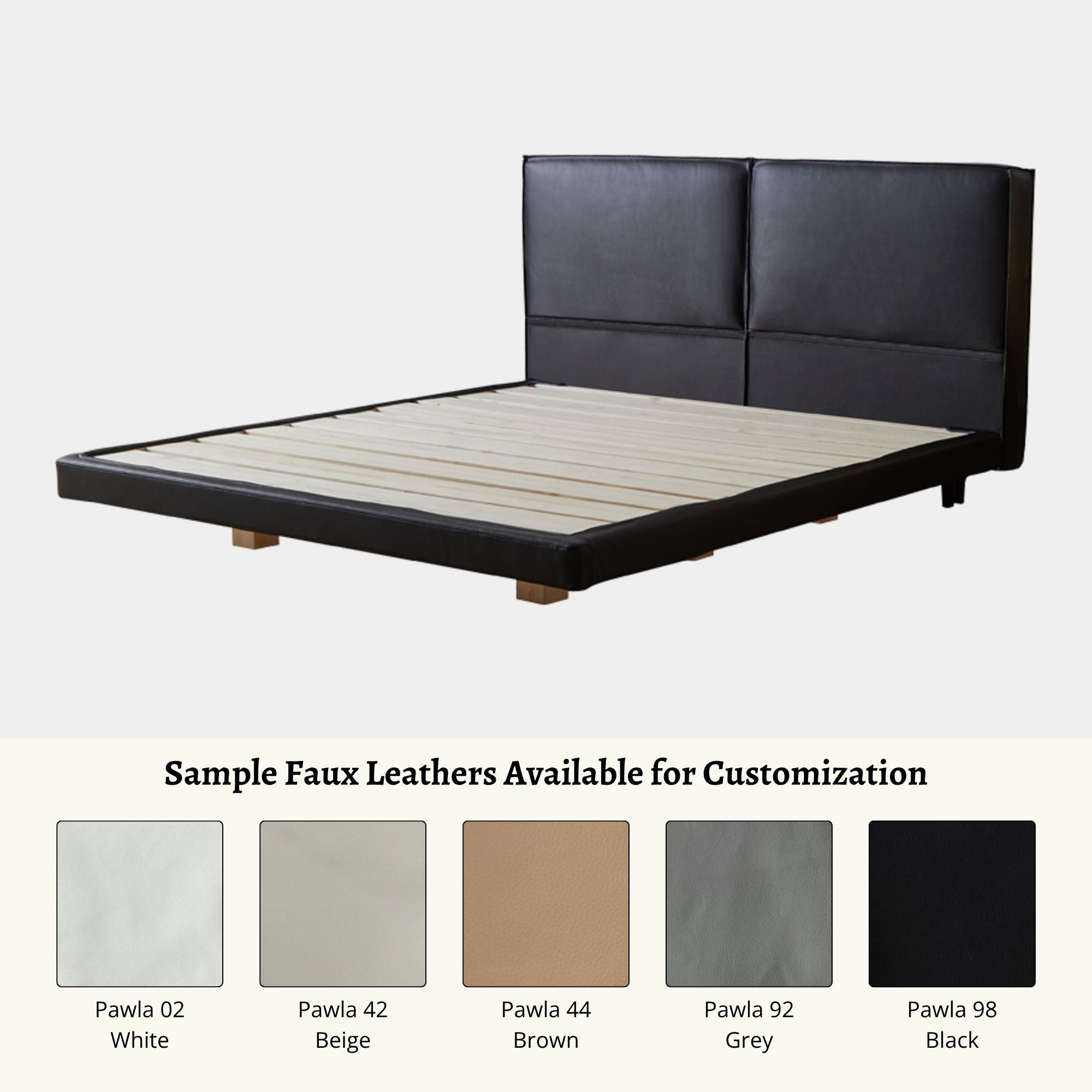 Cubix faux leather bed frame sample customization faux leather options (Other)