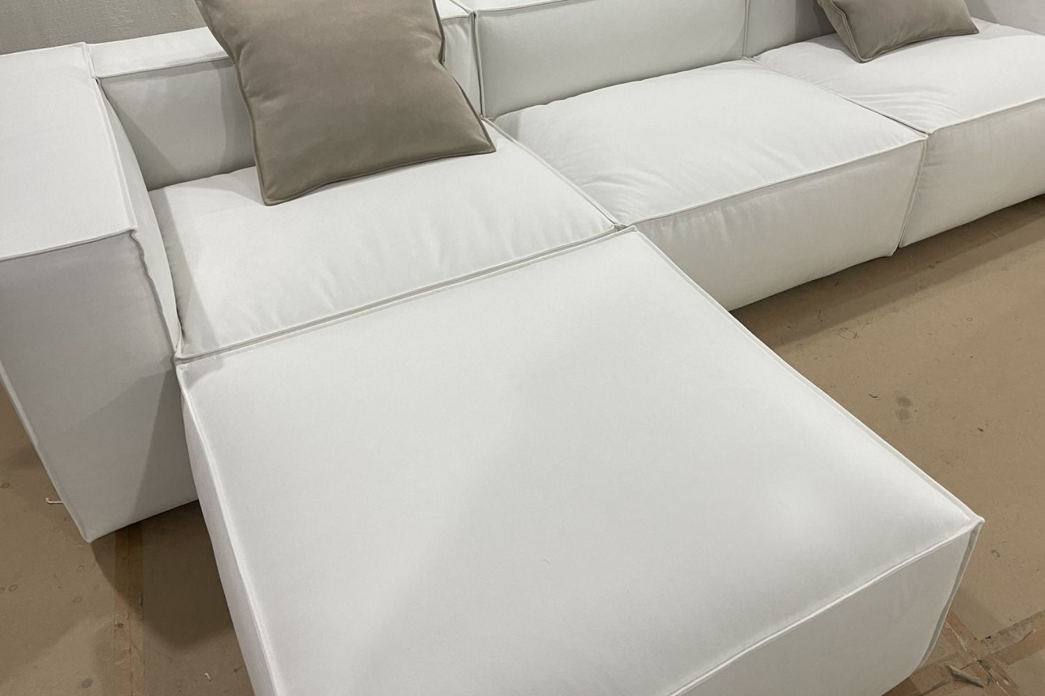 Cubix 90cm x 96cm White Leather Ottoman | Demo 2