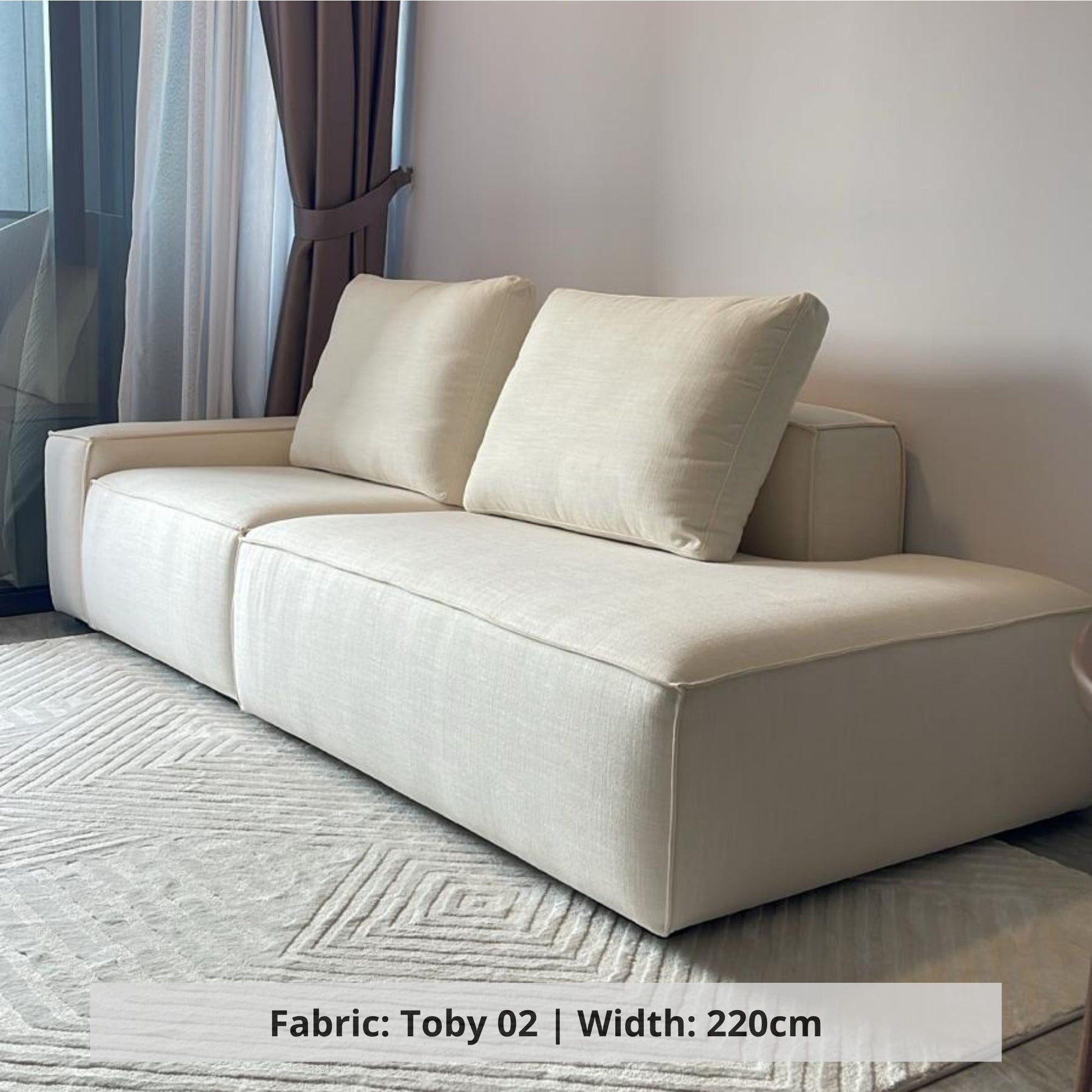 Cubix fabric 220cm Toby 02 white fabric one arm sofa (Sample)