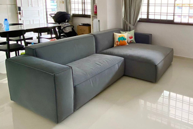 Cubix Fabric L Shape Sectional One Arm Sofa in Furla 97 pet friendly upholstery