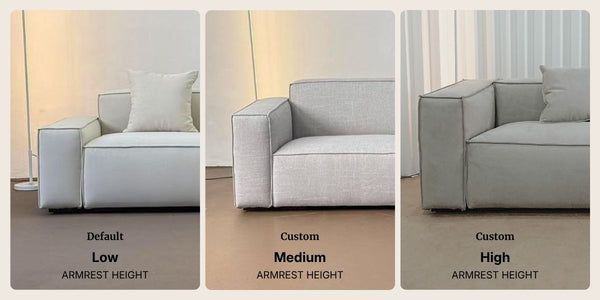 Armrest comparison photo for Cubix Fabric Sofa