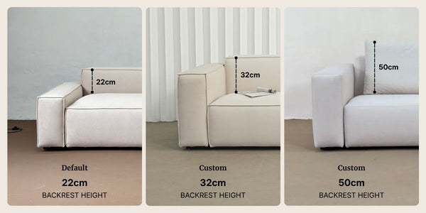 Backrest height comparison photo for Cubix Fabric Sofa