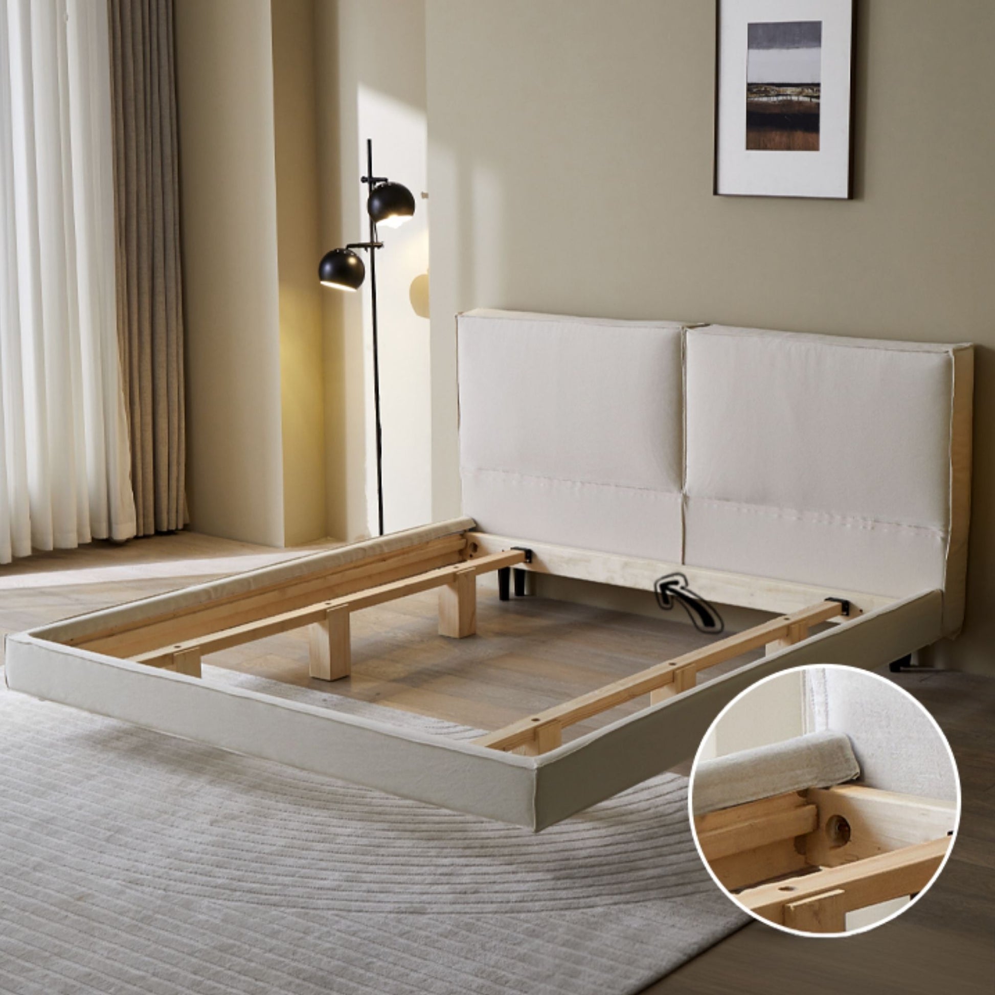 Cubix white fabric bed frame