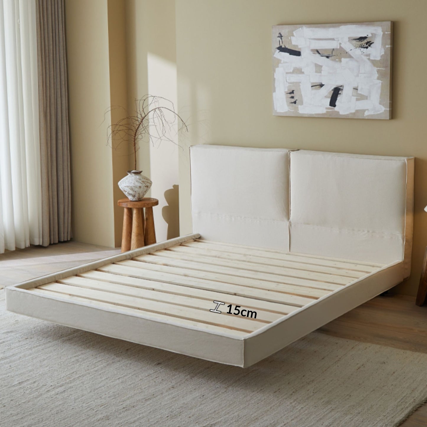 Cubix white fabric bed frame