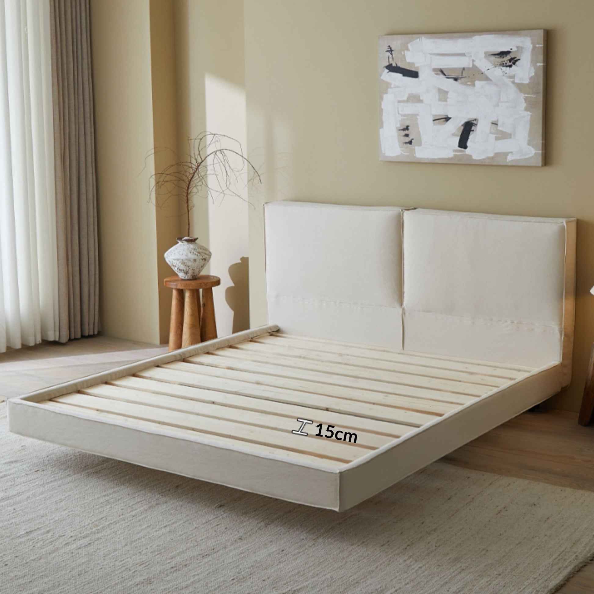 Cubix white fabric bed frame