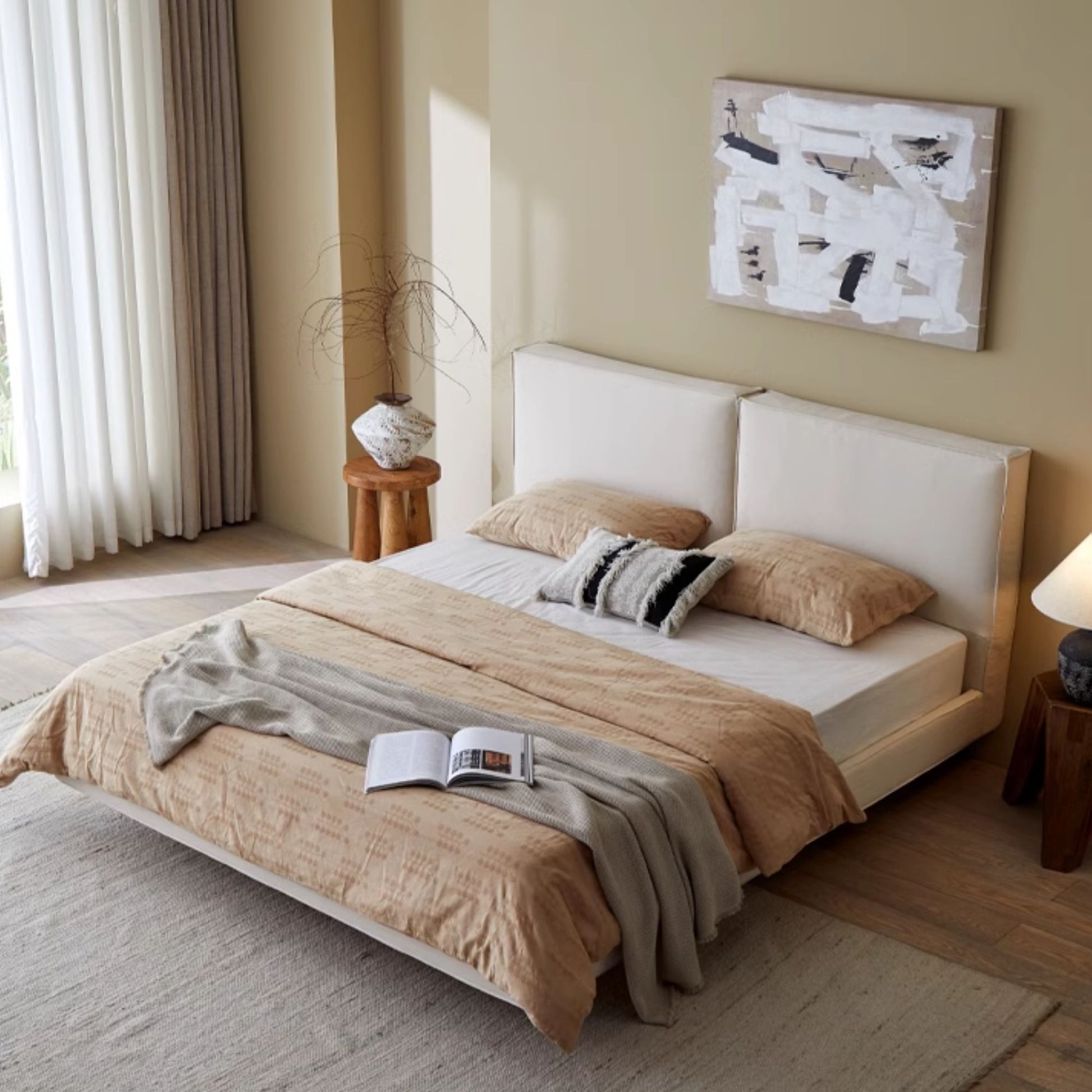 Cubix white fabric bed frame