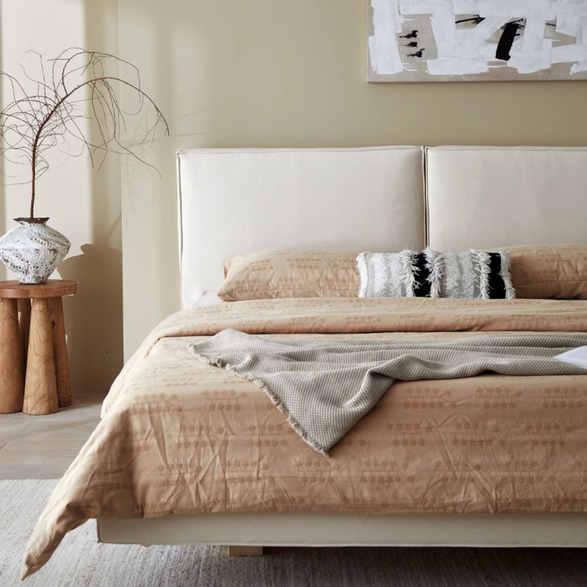 Cubix white fabric bed frame