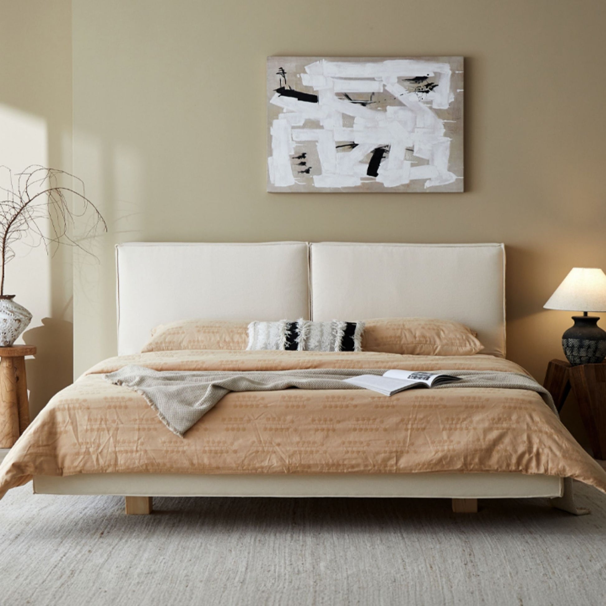 Cubix white fabric bed frame
