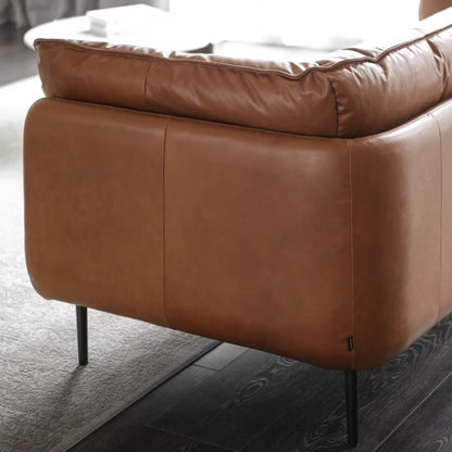 Cuddle half leather sofa brown