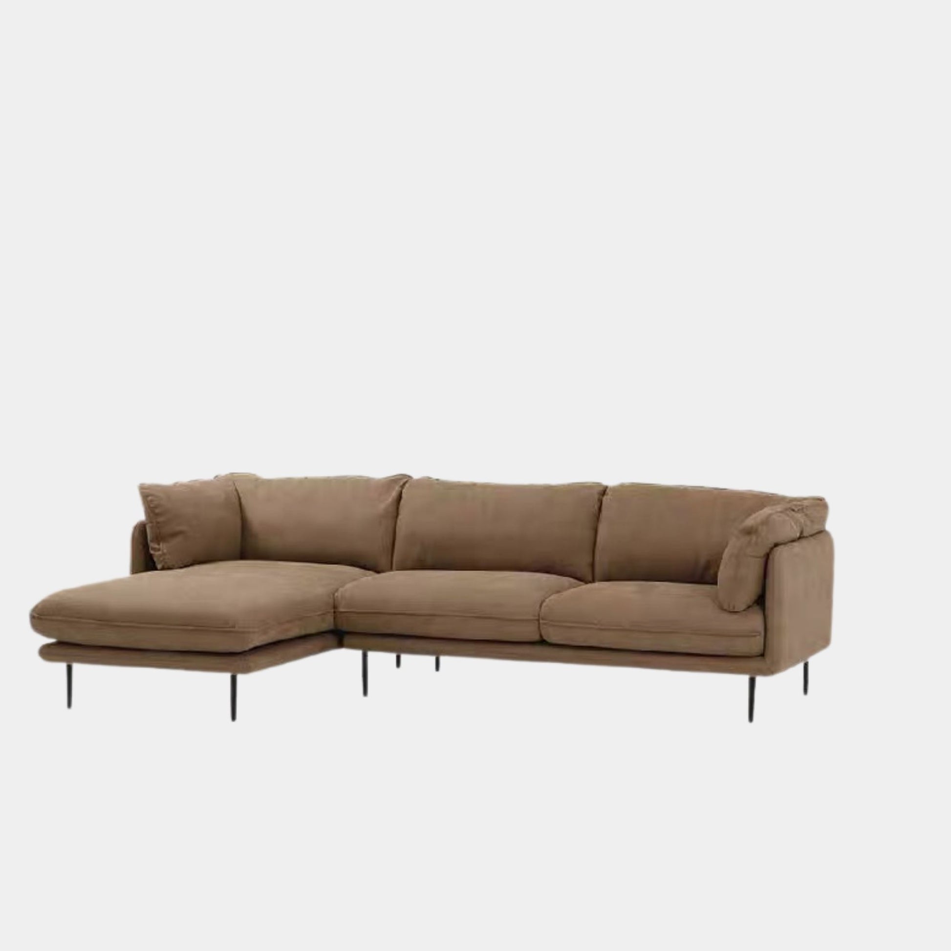 Cuddle fabric sectional sofa brown left