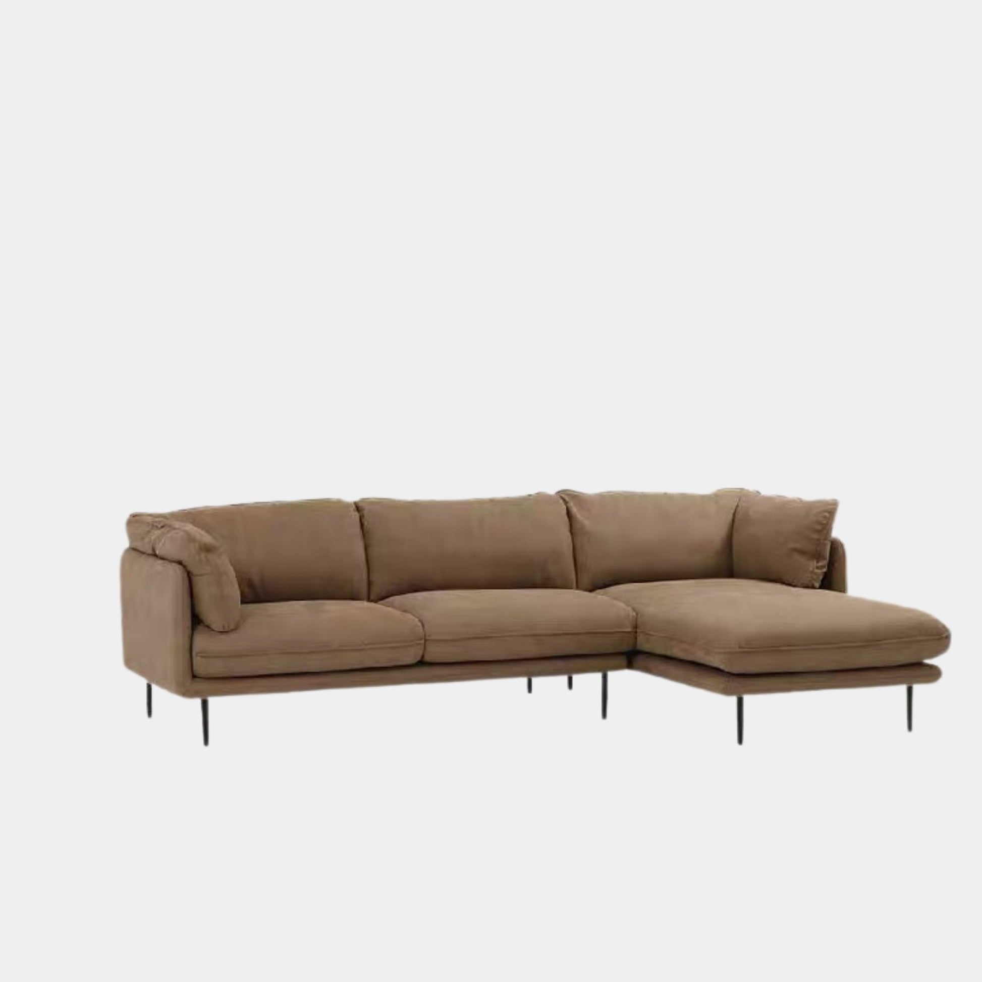 Cuddle fabric sectional sofa brown right