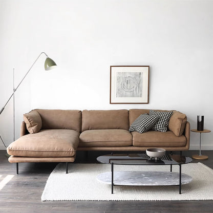 Cuddle fabric sectional sofa brown left